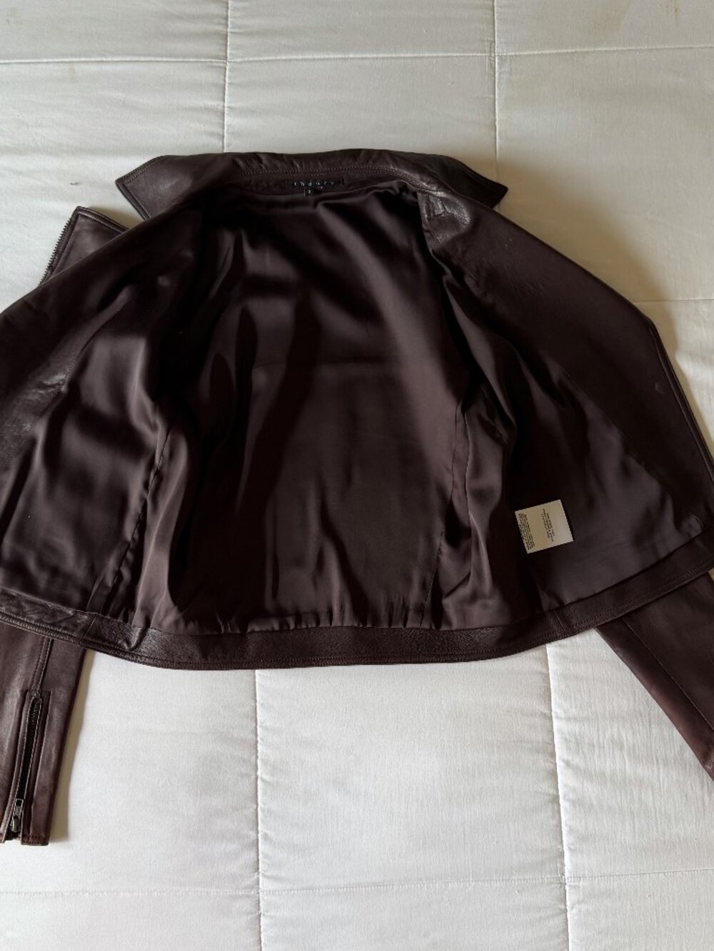 Theory Brown Lamb Leather Full-Zip Moto Jacket - Size 2 - Picture 5 of 6